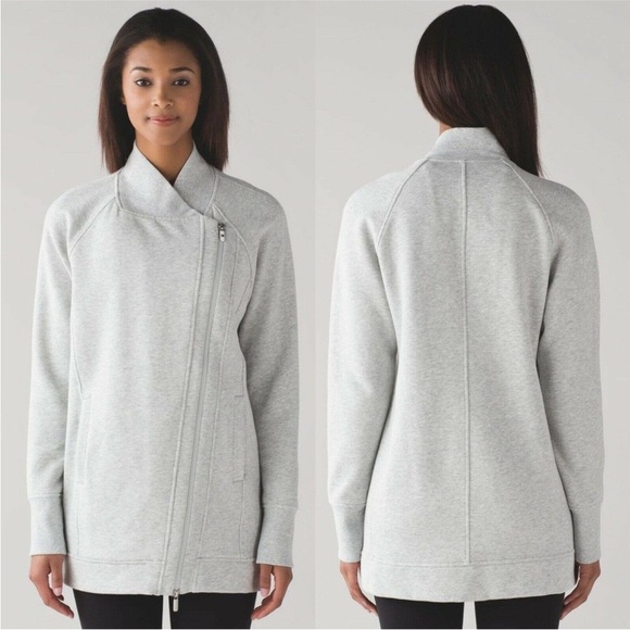 Lululemon Back To It Wrap Jacket Heathered Vapor Light Gray White Size 8